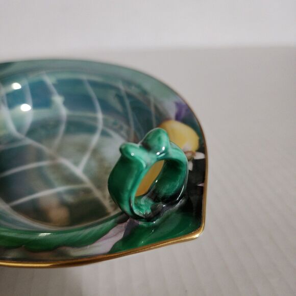 Antique c. 1918 Noritake Morimura Japan Handpainted Lemon Bowl with Ring Handle - Picture 6 of 7